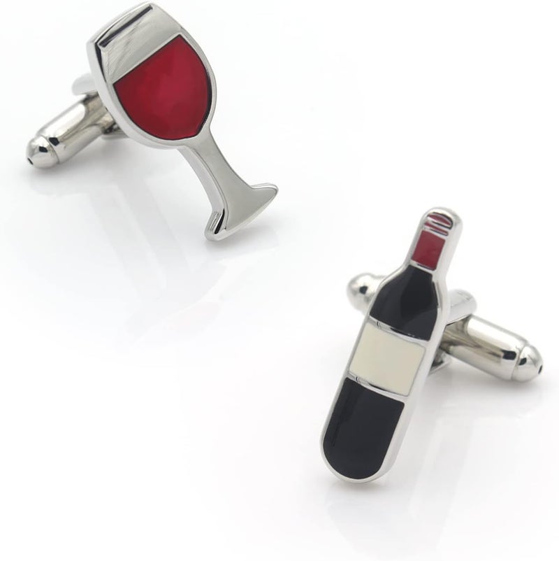 Vcufflinks Wine Bottle and Glass Cufflinks - Image 1