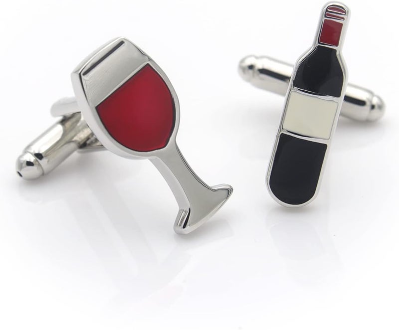 Vcufflinks Wine Bottle and Glass Cufflinks - Image 2