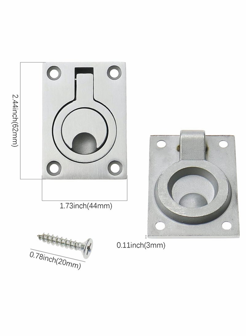 KASTWAVE Square Flush Pull Ring Handles, 2 Pack Stainless Steel Hidden Recessed Furniture Handle, Recessed Boat Hatch Latch Cabinet Flush Mount Lifting Ring Pull Handle (2.44 x 1.73 Inch) - Image 2