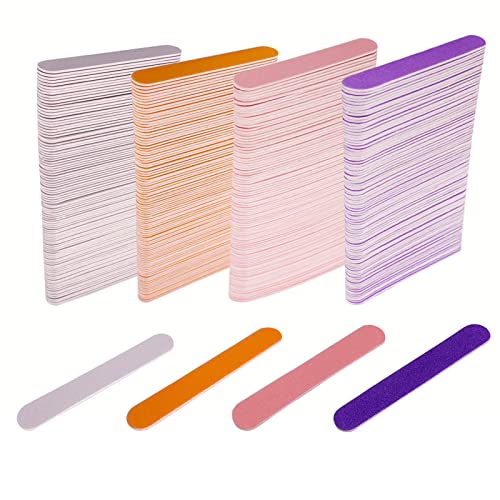 GigaGround Mini Nail Files Bulk (400 Pcs), Double Sided Emery Board Nail File for Nature Nails, Manicure Tool Set Disposable Colorful Nail File for Home Salon Use Travel Size Men Women Kids Wood Board - Image 1