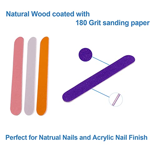 GigaGround Mini Nail Files Bulk (400 Pcs), Double Sided Emery Board Nail File for Nature Nails, Manicure Tool Set Disposable Colorful Nail File for Home Salon Use Travel Size Men Women Kids Wood Board - Image 3