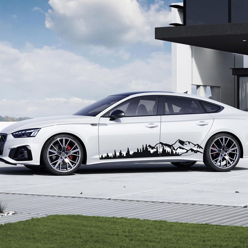 TOMALL 1 Pair 77.4'' Mountain Tree Forest Vinyl Decals for Car Body Door Side Auto Mountains Graphic Stickers Decoration for SUV Off-Road Vehicles Universal Stickers Accessories (B-Black-Large) - Image 5