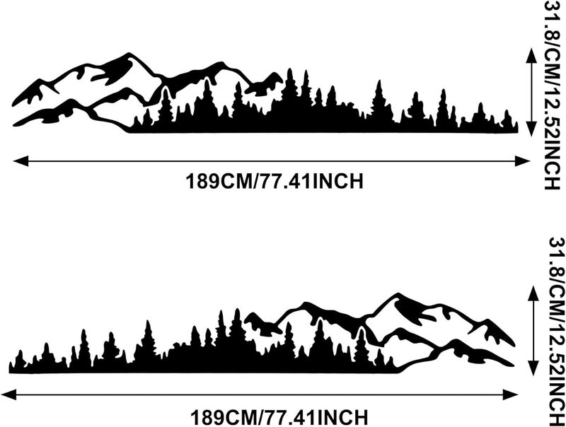 TOMALL 1 Pair 77.4'' Mountain Tree Forest Vinyl Decals for Car Body Door Side Auto Mountains Graphic Stickers Decoration for SUV Off-Road Vehicles Universal Stickers Accessories (B-Black-Large) - Image 2