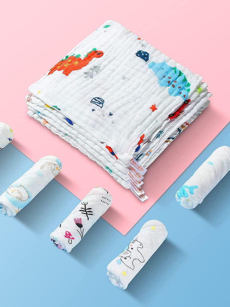 MOM'S HOME Baby Super Soft Absorbent Muslin 6 Layer Face Wipes/wash Clothes- 30X30 CM - (0-3 Years) - Pack of 5 - Image 5