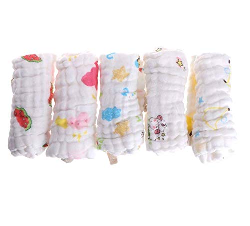 MOM'S HOME Baby Super Soft Absorbent Muslin 6 Layer Face Wipes/wash Clothes- 30X30 CM - (0-3 Years) - Pack of 5 - Image 2