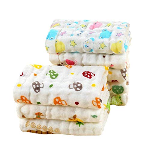 MOM'S HOME Baby Super Soft Absorbent Muslin 6 Layer Face Wipes/wash Clothes- 30X30 CM - (0-3 Years) - Pack of 5 - Image 1