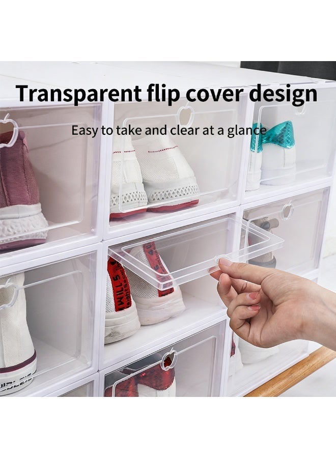 CKIKH 12 Pack Extra Large Clear Plastic Stackable Shoe Boxes，White Shoe Rack, Space-Saving Sneaker Storage Containers, Foldable Shoe Organizer for Closet Entryway - Image 5