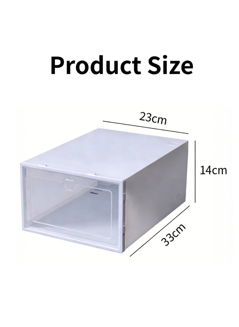 CKIKH 12 Pack Extra Large Clear Plastic Stackable Shoe Boxes，White Shoe Rack, Space-Saving Sneaker Storage Containers, Foldable Shoe Organizer for Closet Entryway - Image 4