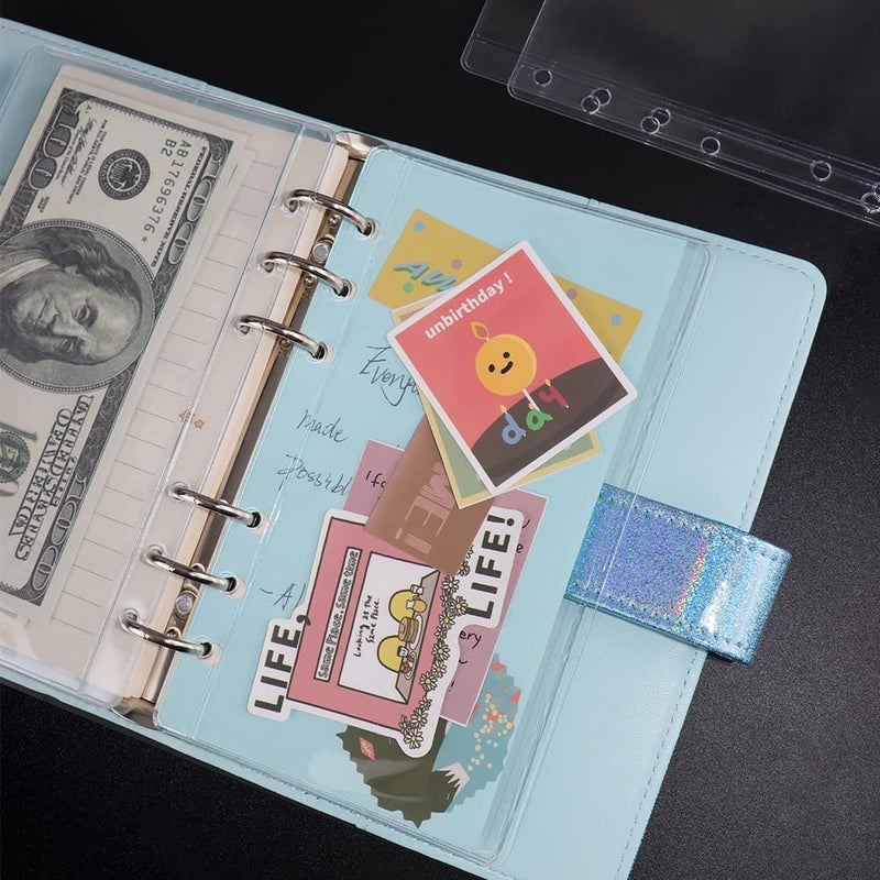 AxeWoodz A6 Binder Pockets 12pcs Clear PVC Binder Pouches 6 Holes Zipperless Side Open Cash Budget Envelopes Waterproof Document Filing Bags for A6 Binder Protectors Photos, Cash Organize - Image 5