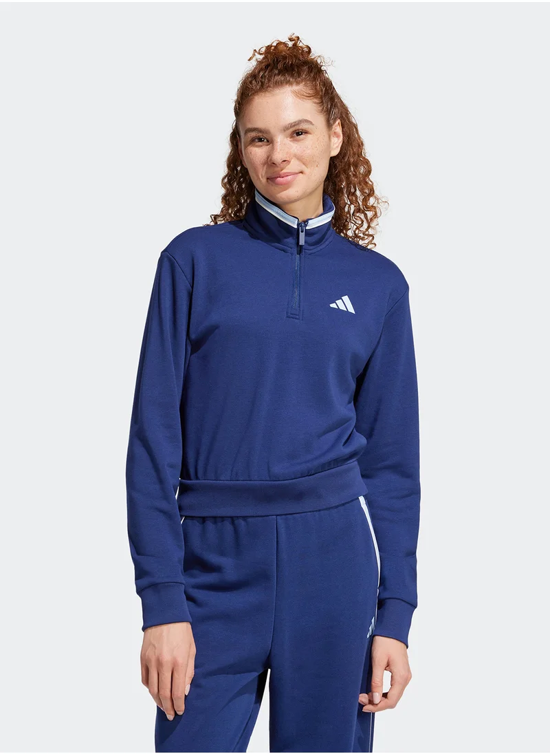 Adidas Essentials Color Pop French Terry Crop Quarter-Zip Track Jacket