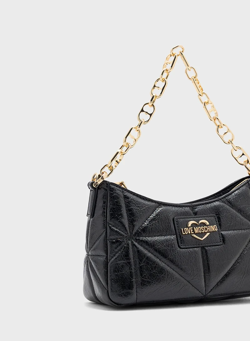 لوف موسكينو Chain Detailed Zip Over Clutche