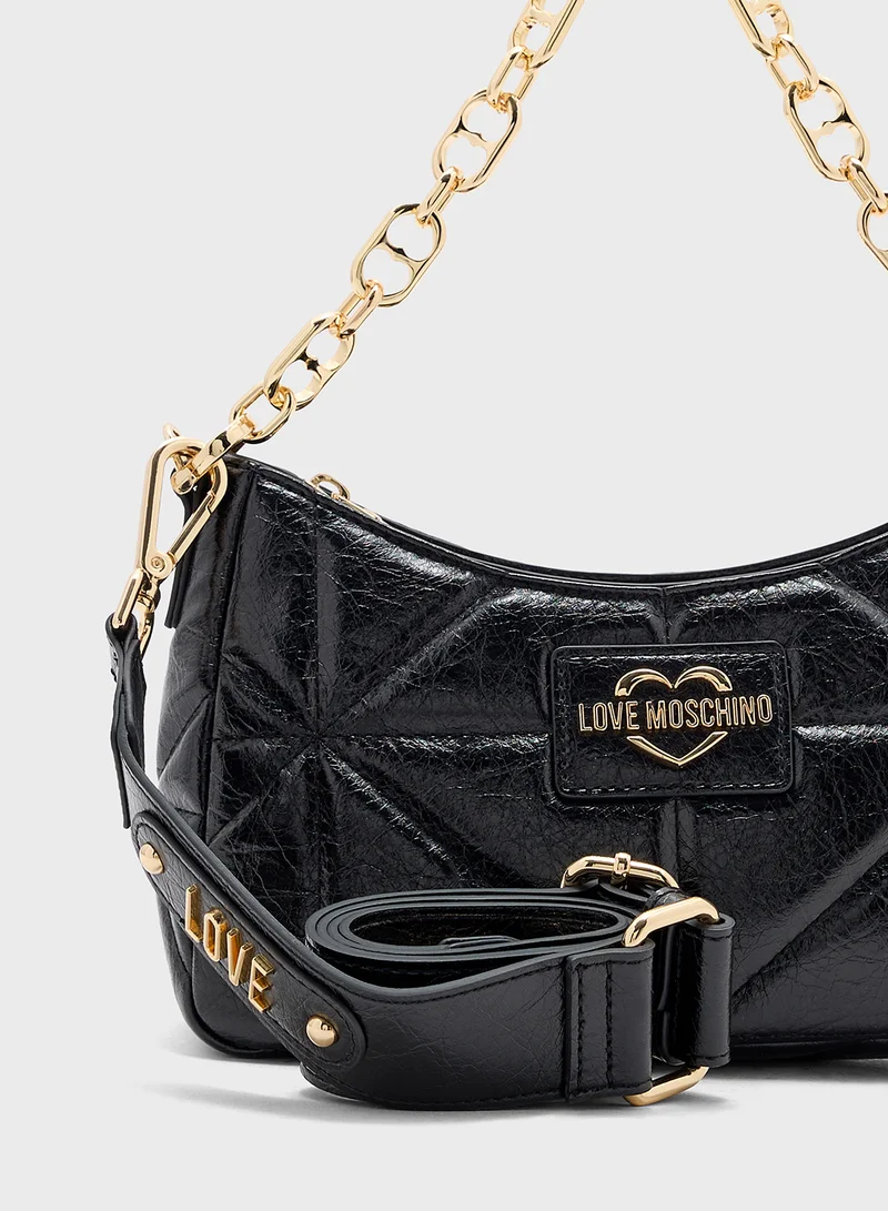 لوف موسكينو Chain Detailed Zip Over Clutche