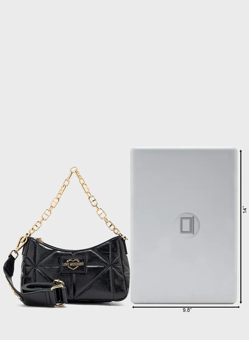 لوف موسكينو Chain Detailed Zip Over Clutche