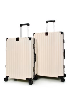 MORANO Morano Women Aluminuim Travel Luggage Set of 3 Pcs, with Built-in Combination Lock, Cup Holder and Phone Holder Beige Color Sizes: 28''-24''-20'' Inches  - Image 2