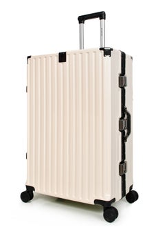 MORANO Morano Women Aluminuim Travel Luggage Set of 3 Pcs, with Built-in Combination Lock, Cup Holder and Phone Holder Beige Color Sizes: 28''-24''-20'' Inches  - Image 3