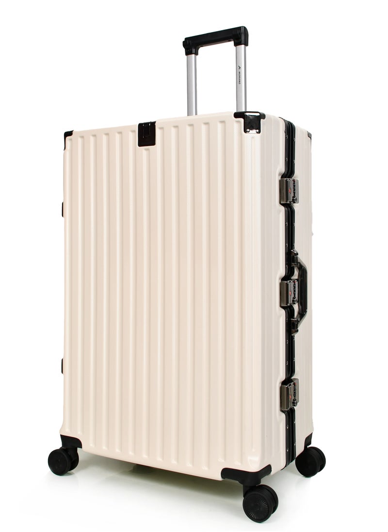MORANO Morano Women Aluminuim Travel Luggage Set of 3 Pcs, with Built-in Combination Lock, Cup Holder and Phone Holder Beige Color Sizes: 28''-24''-20'' Inches  - Image 3