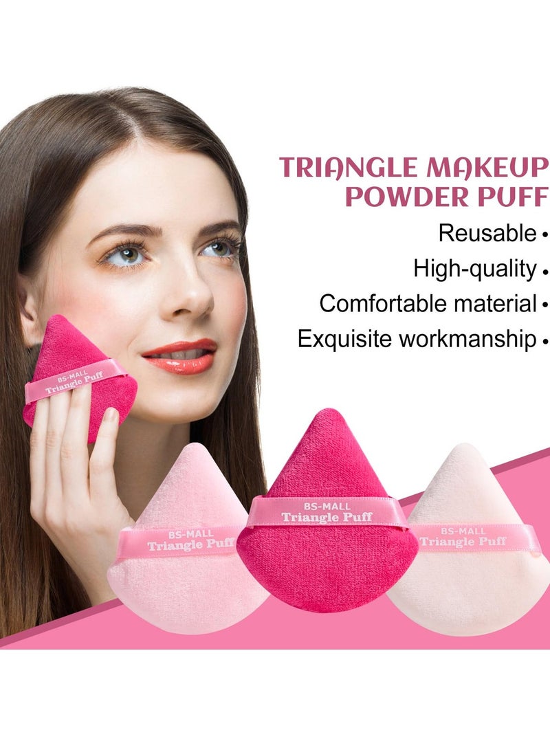 BS مول 6 Pack Triangle Powder Puff, Face Makeup Sponge Soft Triangle Powder Puffs, For Loose Powder Body Powder Cosmetic Foundation Sponge (Pink) - Image 5