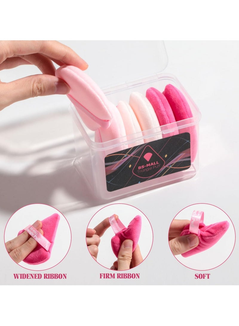 BS مول 6 Pack Triangle Powder Puff, Face Makeup Sponge Soft Triangle Powder Puffs, For Loose Powder Body Powder Cosmetic Foundation Sponge (Pink) - Image 4