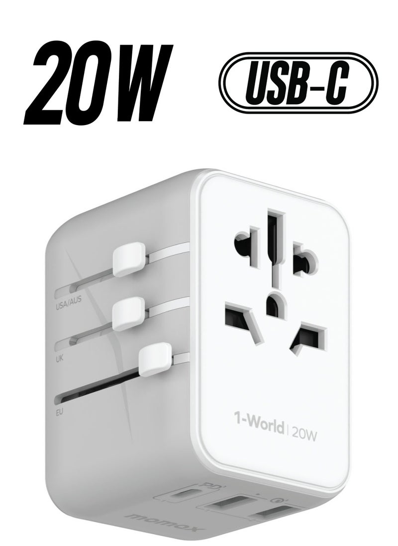 UA11 1-World 20W 3 Ports + AC Travel Adapter Multi Volt 100-250V USB-C / USB-A - White - pzsku/ZE519C087BBD150109575Z/45/_/1738266628/50d75a6b-0442-4723-92a3-2e82f4866fa9