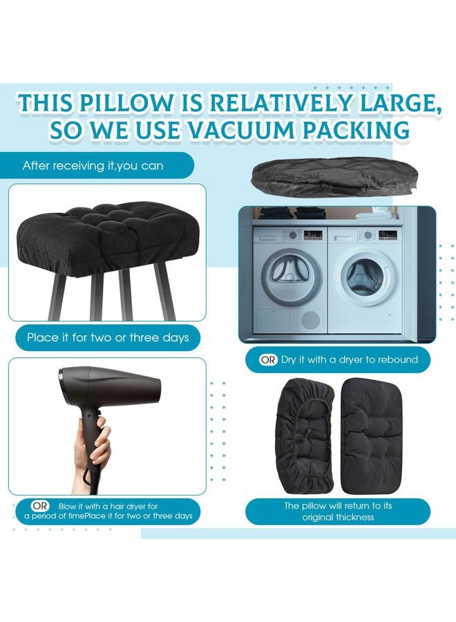 Marsui 2pcs 17x12 Inch Stool Covers Rectangle Stretch Rectangle Bar Stool Cushions Nonslip Cover Washable Counter Cushions Saddle Seat with Elastic Bands and Buckle Design - Image 2