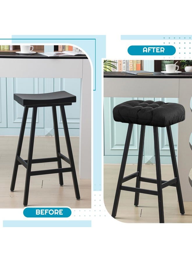 Marsui 2pcs 17x12 Inch Stool Covers Rectangle Stretch Rectangle Bar Stool Cushions Nonslip Cover Washable Counter Cushions Saddle Seat with Elastic Bands and Buckle Design - Image 5