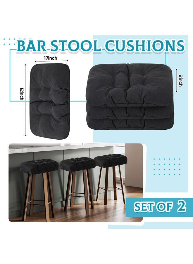 Marsui 2pcs 17x12 Inch Stool Covers Rectangle Stretch Rectangle Bar Stool Cushions Nonslip Cover Washable Counter Cushions Saddle Seat with Elastic Bands and Buckle Design - Image 3