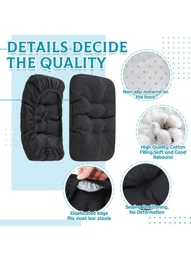 Marsui 2pcs 17x12 Inch Stool Covers Rectangle Stretch Rectangle Bar Stool Cushions Nonslip Cover Washable Counter Cushions Saddle Seat with Elastic Bands and Buckle Design - Image 4