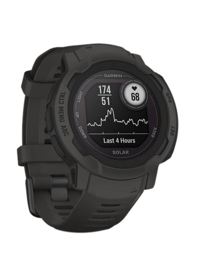 جارمين Instinct 2 Solar - 45 مم - عمر بطارية يصل إلى 28 يومًا - مقاومة للخدش، زجاج الطاقة ™، مراقب معدل ضربات القلب، مراقب الضغط طوال اليوم، تمكين نظام تحديد المواقع القوي، إشعار ذكي، متوافق مع iOS وأندرويد غرافيتي - Image 2