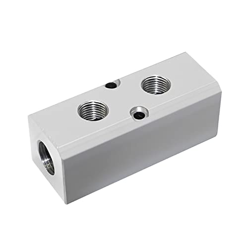 MARSTEK Air Manifold, 2 Way 4 Port Air Compressor Manifold, Aluminum Air Hose Inline Manifold Block Splitter, Pneumatic Manifold Air Distribution Block, NPT 1/2 Inch Supply Port, NPT 1/4 Inch Output Port - Image 1