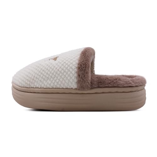 VRITRAZ Women’s Winter Wear Plush Slippers | Soft Furry Indoor Slides | Comfortable Anti-Slip Warm Home Footwear (White, Size 6) - Image 4