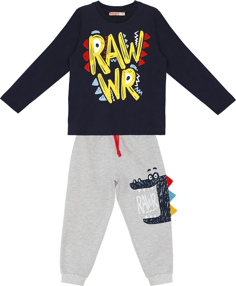Denokids Rawr Boy T-Shirt Trousers Set  - Image 3