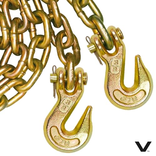 VULCAN Safety/Binder Chain with Clevis Grab Hooks - Grade 70-3/8 Inch x 10 Foot - 6,600 Pound Safe Working Load - Image 2