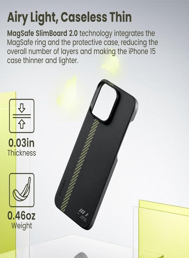 بيتاكا جراب PITAKA لهاتف iPhone 15 Pro مقاس 6.1 بوصة، متوافق مع الأجهزة المغناطيسية، نحيف وخفيف الوزن مع ملمس بدون جراب، مصنوع من ألياف الأراميد 600D [MagEZ Case 5 - Break The Line] - Image 3