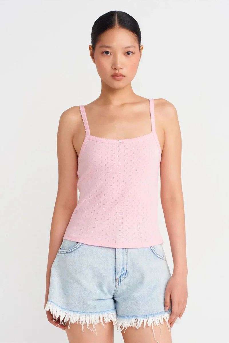 DILVIN Textured Cotton Modal Cami Blouse