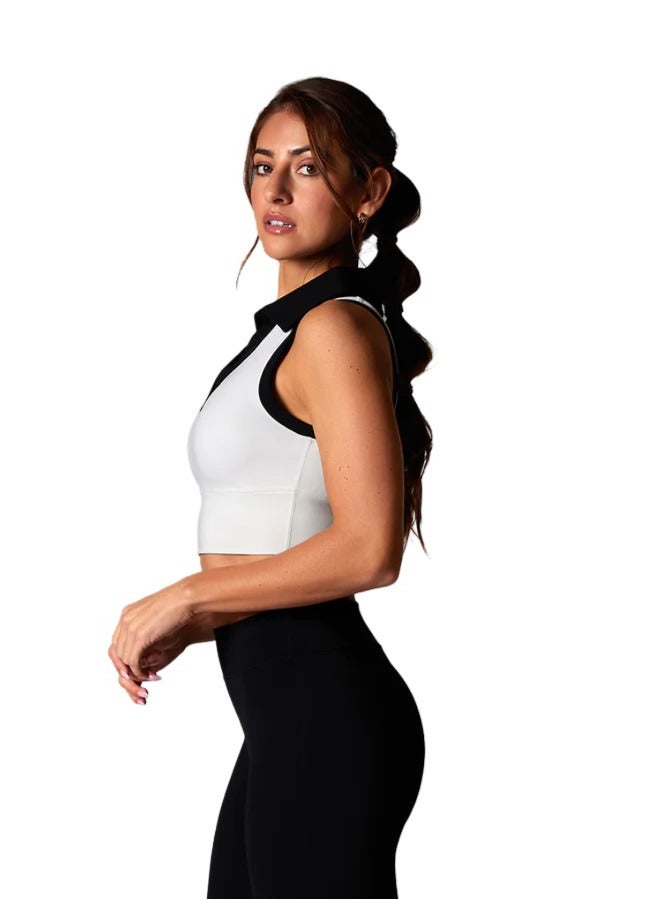 TAVI CONTRAST POLO TANK COCONUT EBONY - Image 2