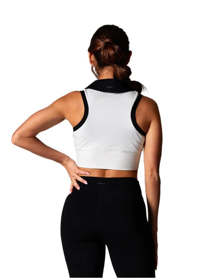 TAVI CONTRAST POLO TANK COCONUT EBONY - Image 4