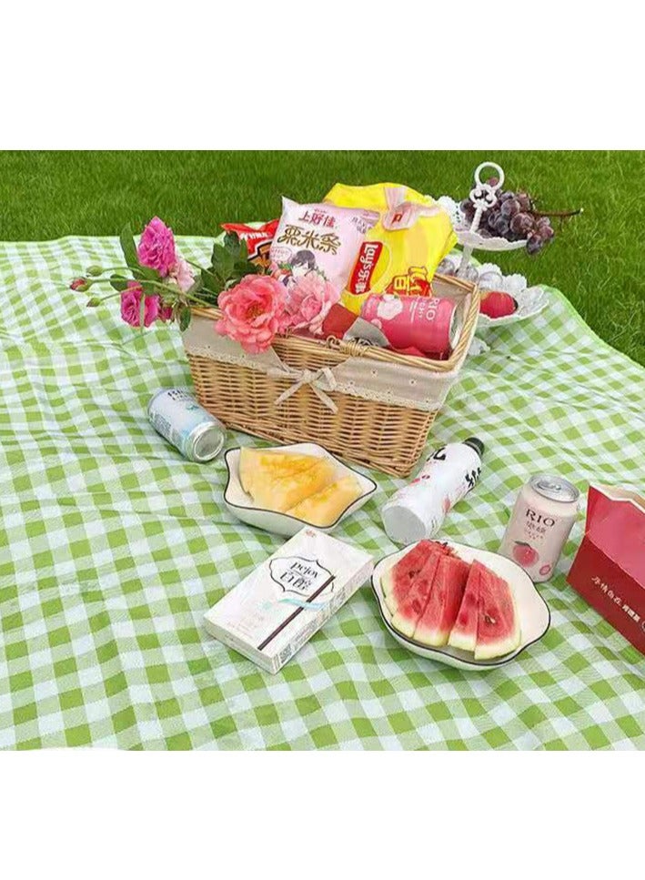 بطانية النزهة في الهواء الطلق، وسجادة رملية مقاومة للماء قابلة للطي، وبطانة نزهة كبيرة إضافية 60 بوصة × 80 بوصة للتخييم على الشاطئ، والسفر لمسافات طويلة، وحديقة العشب في الهواء الطلق (أخضر) - Image 2