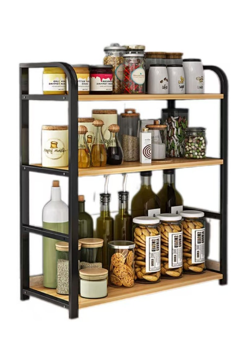 3-Tier Kitchen Storage Rack - Thickened Steel Frame (Sturdy) & Adjustable Shelves (Home Use) - Image 1
