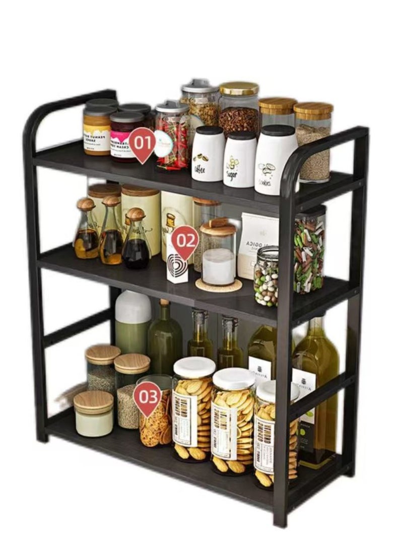 3-Tier Kitchen Storage Rack - Thickened Steel Frame (Sturdy) & Adjustable Shelves (Home Use) - Image 3