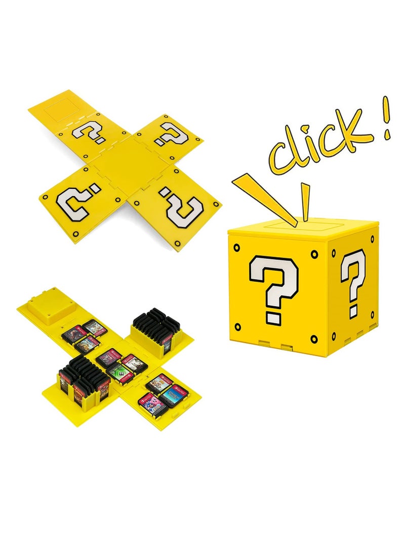 SOLARAE حافظة بطاقات الألعاب متوافقة مع نينتندو سويتش، حافظة ألعاب سويتش بسعة كبيرة جداً، صندوق تخزين بطاقات الألعاب سويتش مع 41 فتحة، اضغط لفتح حافظة بطاقات سويتش الممتعة، أصفر Q - Image 5