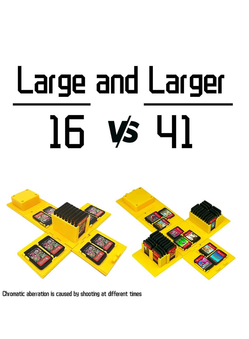 SOLARAE حافظة بطاقات الألعاب متوافقة مع نينتندو سويتش، حافظة ألعاب سويتش بسعة كبيرة جداً، صندوق تخزين بطاقات الألعاب سويتش مع 41 فتحة، اضغط لفتح حافظة بطاقات سويتش الممتعة، أصفر Q - Image 3