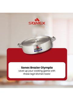 SONEX Sonex Brazier Olympia Classic Cooking Pot Set 1X4, Compact & Durable Cookware Bundle, Firm Grip Handles, Commercial Category 4 Pots And 4 Lids, Easy To Clean, Metal Finish, 35.5/40.5/46/51Cm  - Image 3