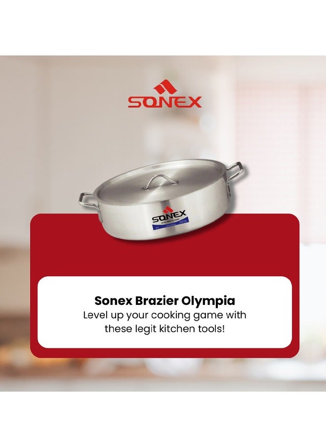 Sonex Brazier Olympia Classic Cooking Pot Set 1X4, Compact & Durable Cookware Bundle, Firm Grip Handles, Commercial Category 4 Pots And 4 Lids, Easy To Clean, Metal Finish, 35.5/40.5/46/51Cm - Image 3