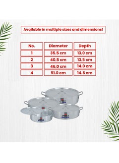 SONEX Sonex Brazier Olympia Classic Cooking Pot Set 1X4, Compact & Durable Cookware Bundle, Firm Grip Handles, Commercial Category 4 Pots And 4 Lids, Easy To Clean, Metal Finish, 35.5/40.5/46/51Cm  - Image 5