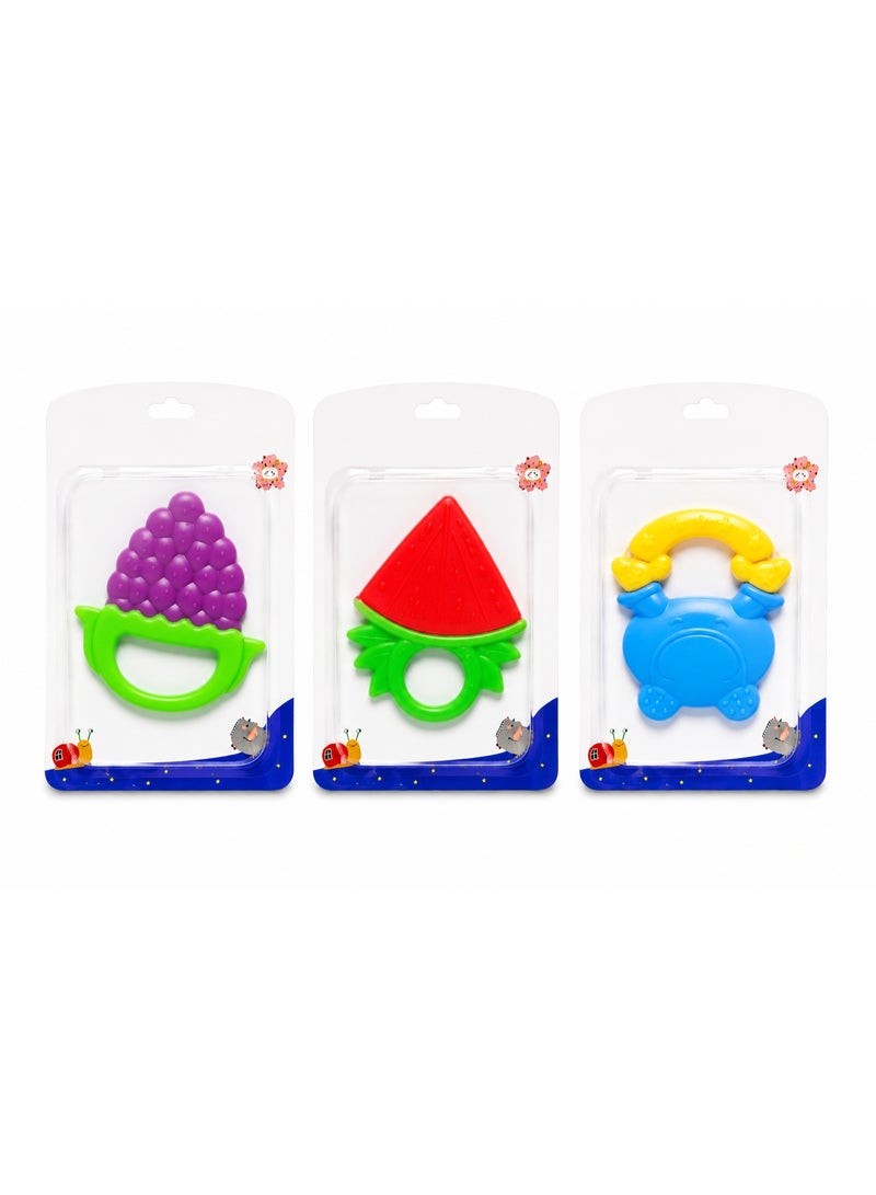 Baby Silicone Teether Set for Ages 3+ Months – 3 Different Shapes for Teething Relief & Easy Grip - Image 1