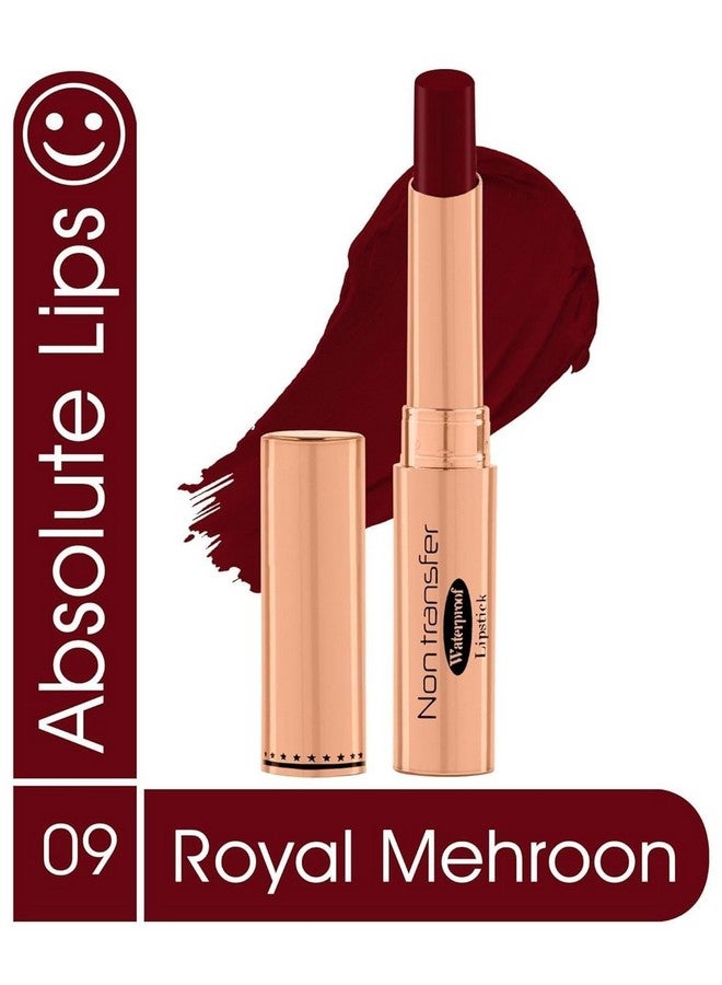 lele ABSOLUTE LIPS Non Transfer Waterproof Lipstick, Long Lasting Smudge Proof Highly Pigmented Shade 09 (ROYAL MEHROON) - Image 2