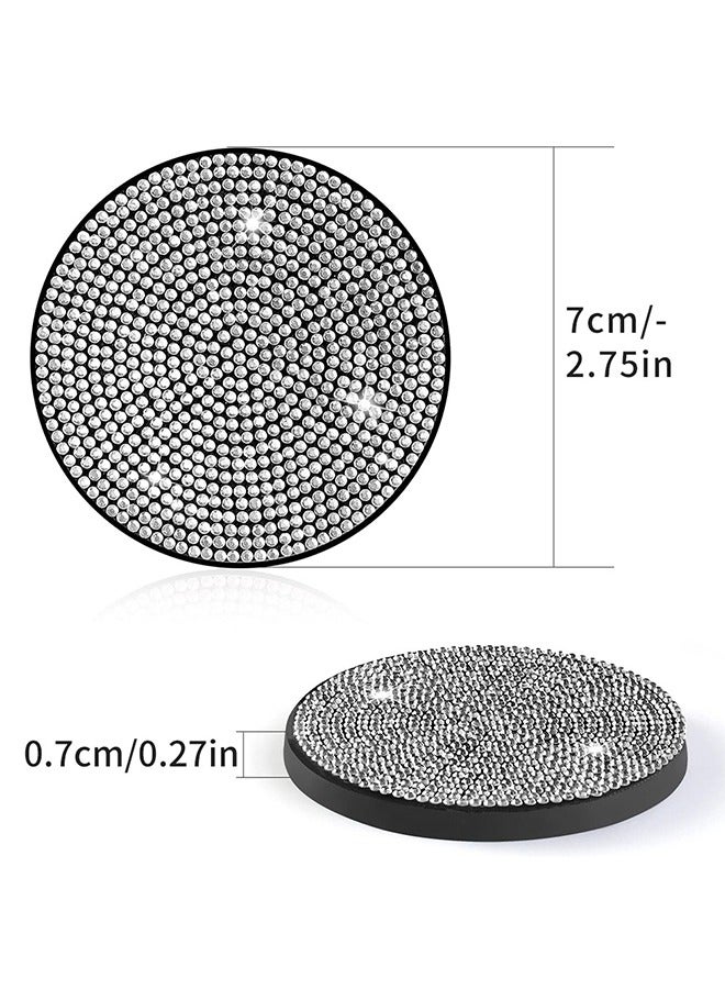 اتش واي 2 حزمة بلينغ سيارة كأس حامل الوقايات، 2.75 بوصة كامل كريستال حجر الراين سيارة كأس حامل إدراج كوستر المضادة للانزلاق السيارات السيارات الملحقات الداخلية العالمي للنساء أبيض - Image 3