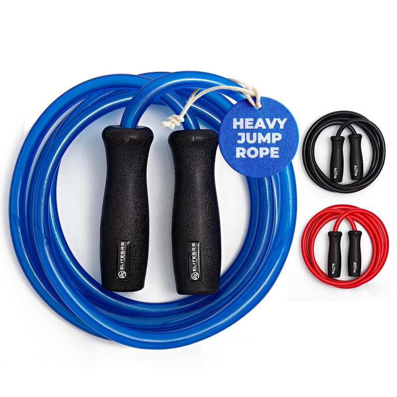 EliteSRS Elite Jumps, Muay Thai 2.0 Weighted Jump Rope - Heavy 1.3lb PVC Drag Rope (8ft) - Image 1
