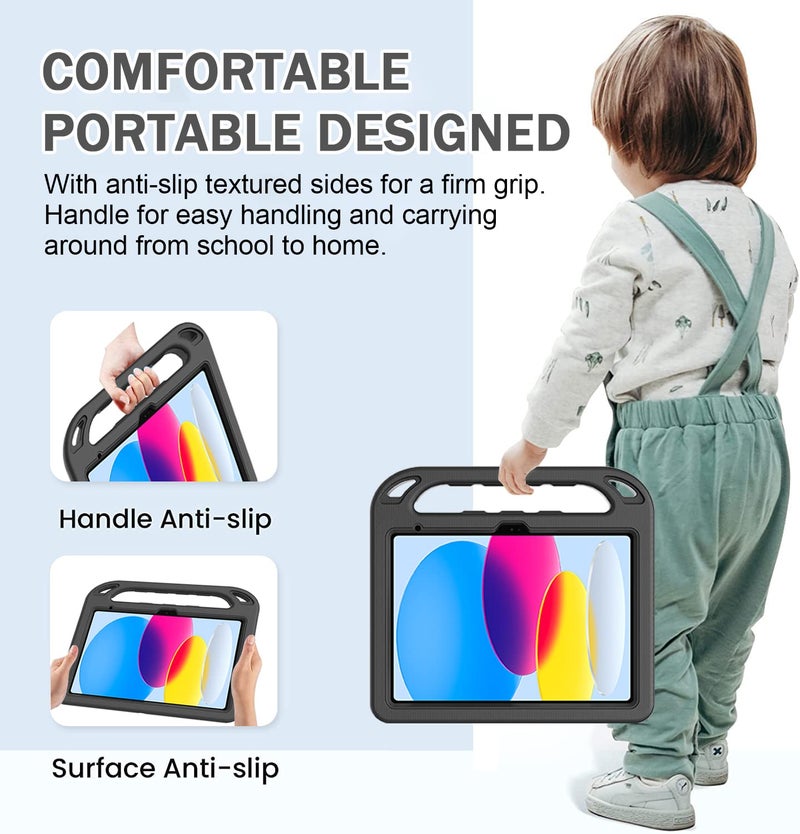 BMOUO Kids Case for iPad 11th Generation (A16) 11 Inch 2025/iPad 10th Generation 10.9" 2022 - with Built-in Screen Protector, Shockproof Handle Stand iPad 11th/10th Generation Case for Kids, Black - Image 4