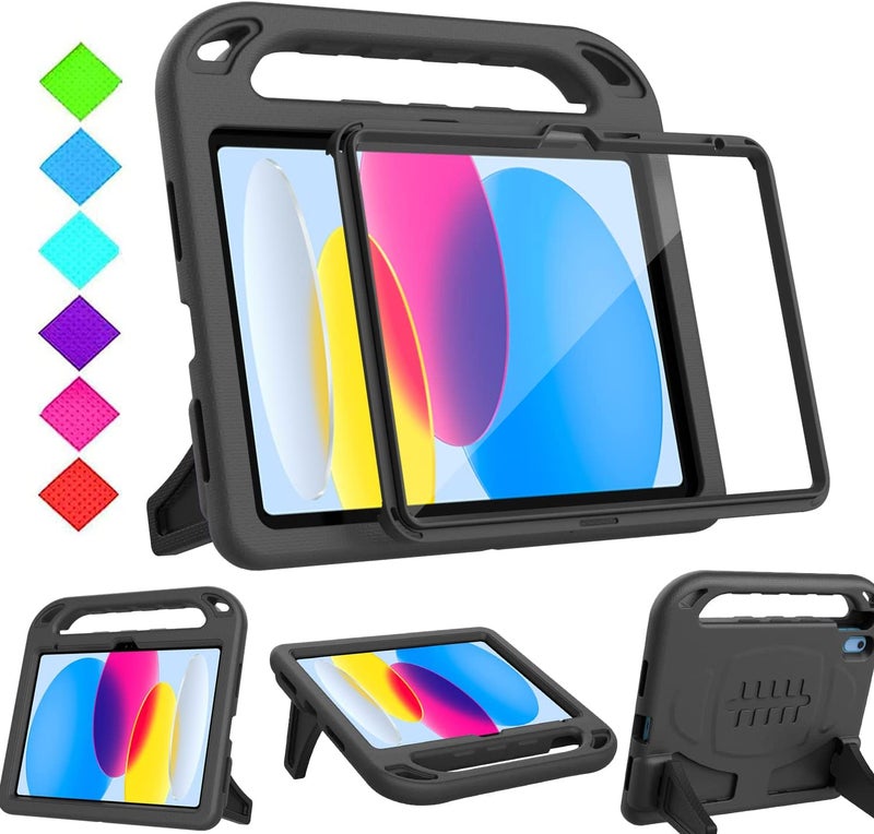 BMOUO Kids Case for iPad 11th Generation (A16) 11 Inch 2025/iPad 10th Generation 10.9" 2022 - with Built-in Screen Protector, Shockproof Handle Stand iPad 11th/10th Generation Case for Kids, Black - Image 1